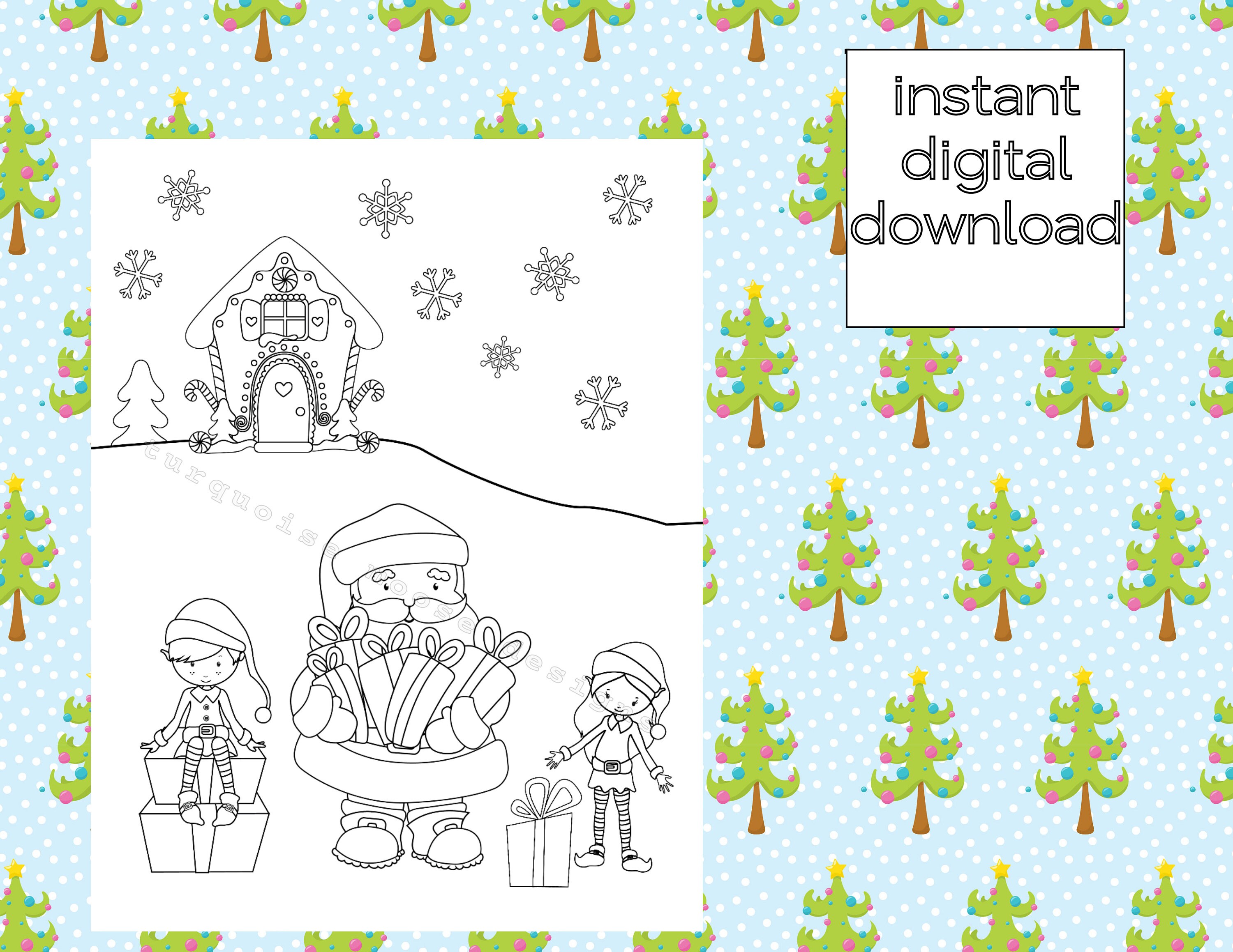 Santa Claus and Friends Coloring Pages for Kids Printable - Etsy