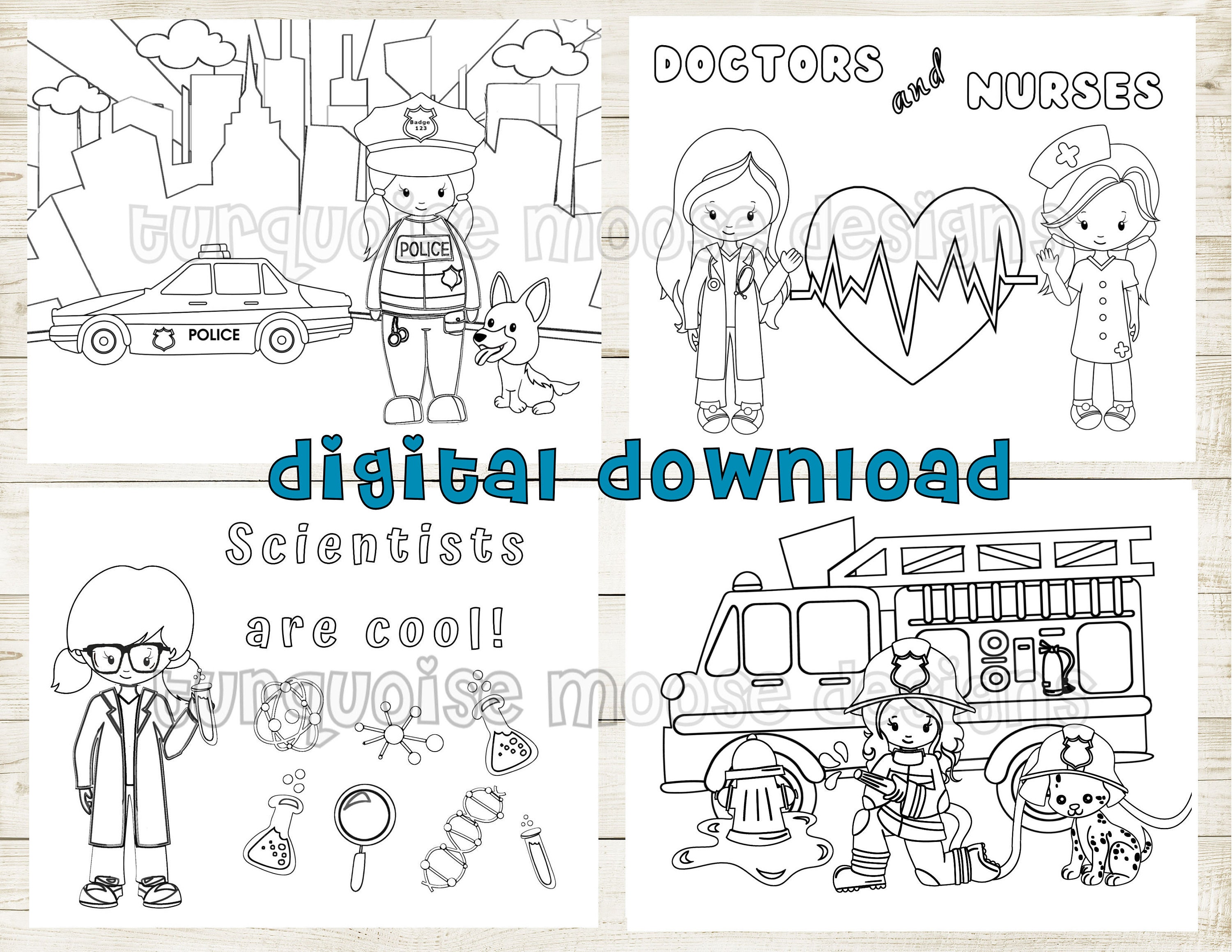 When I Grow up Coloring Pages Printable Pages to Color Digital Download ...