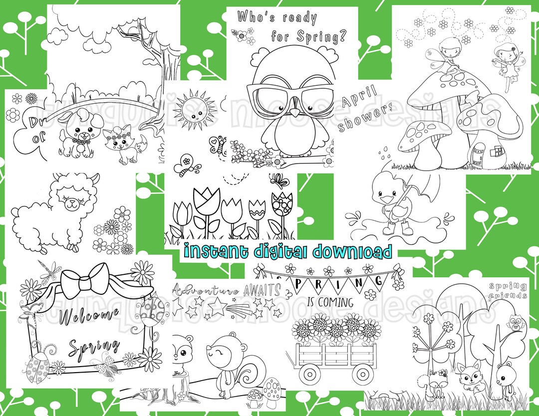 Spring Coloring Pages for Kids Printable Pages to Color - Etsy