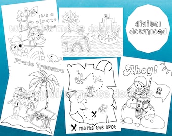 Páginas para colorear piratas - Páginas imprimibles para colorear Descarga digital instantánea