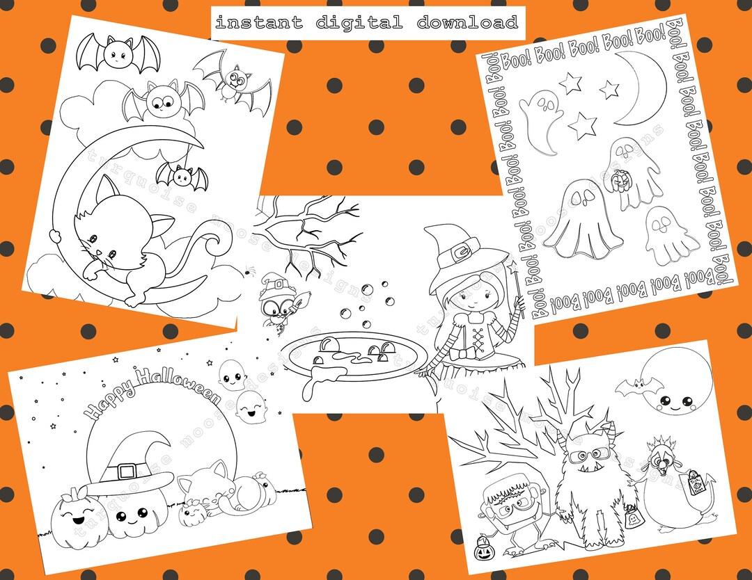 Halloween Printables Coloring Pages for Kids Digital Download - Etsy ...