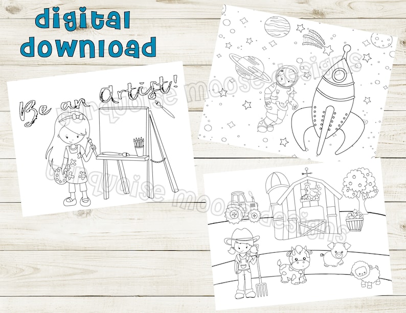 When I Grow up Coloring Pages Printable Pages to Color Digital Download