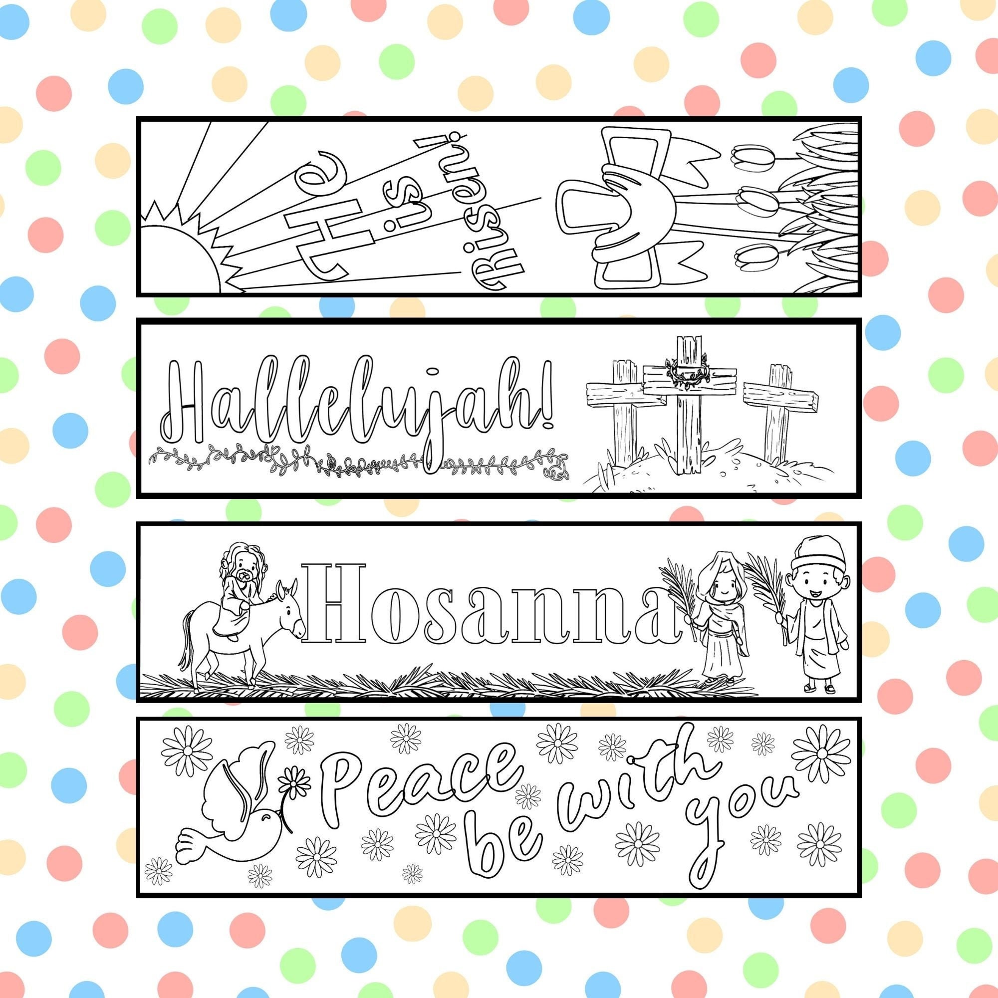 Easter Kids Coloring Bookmarks, Christian Printable Bookmarks - Etsy