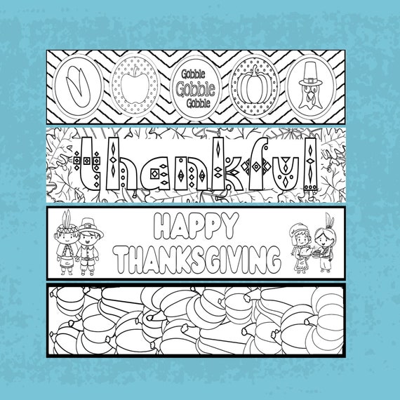 Thanksgiving/autumn Coloring Bookmarks Printable Bookmarks Etsy