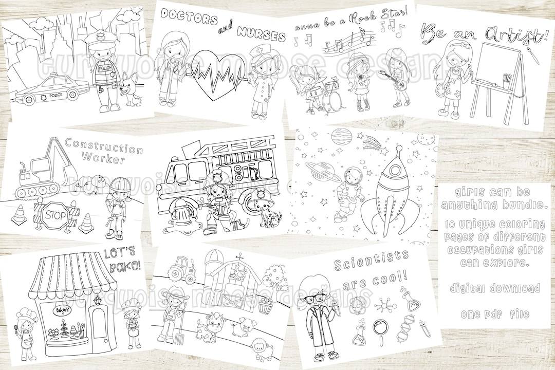 When I Grow up Coloring Pages Printable Pages to Color Digital Download