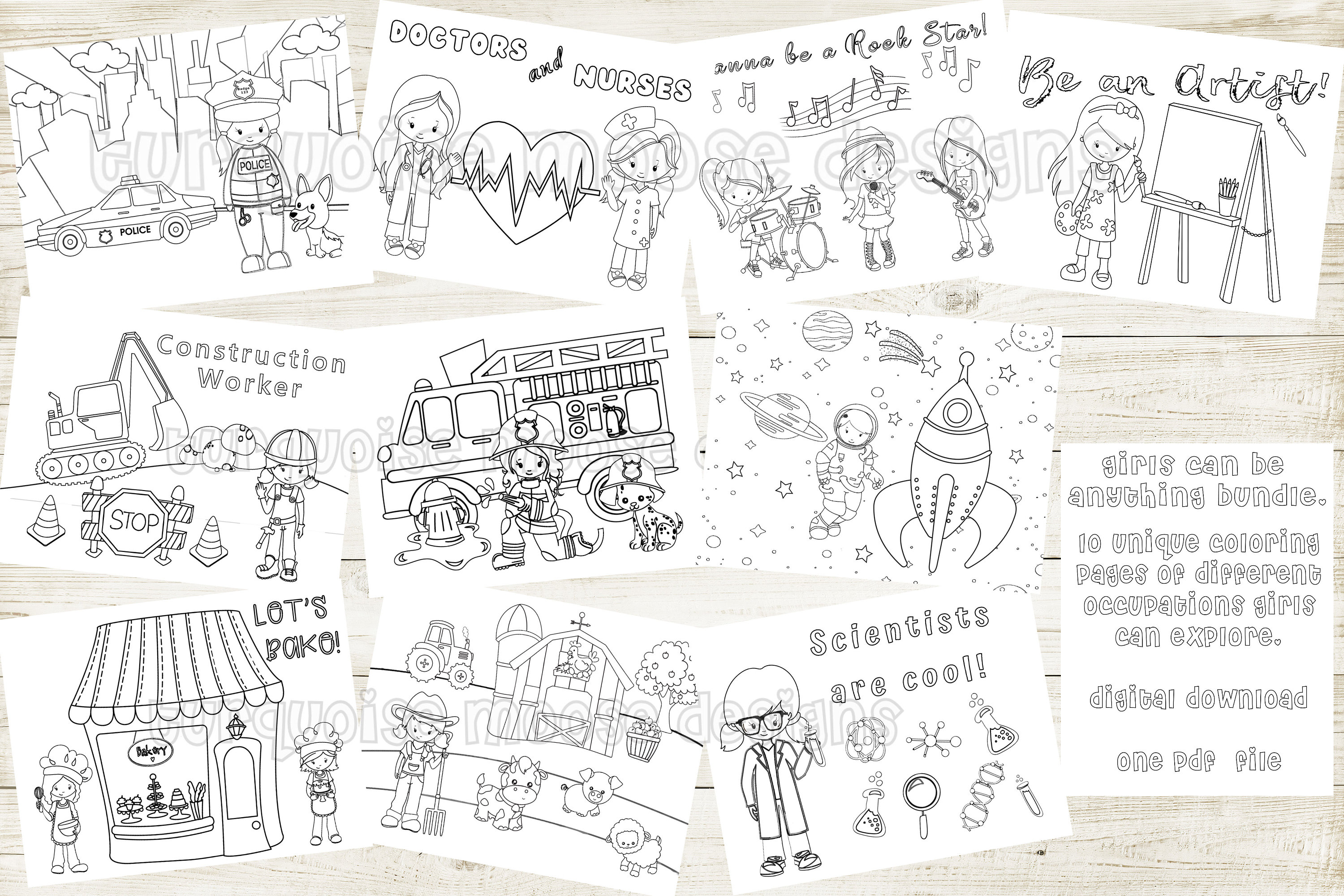 When I Grow up Coloring Pages Printable Pages to Color Digital Download ...