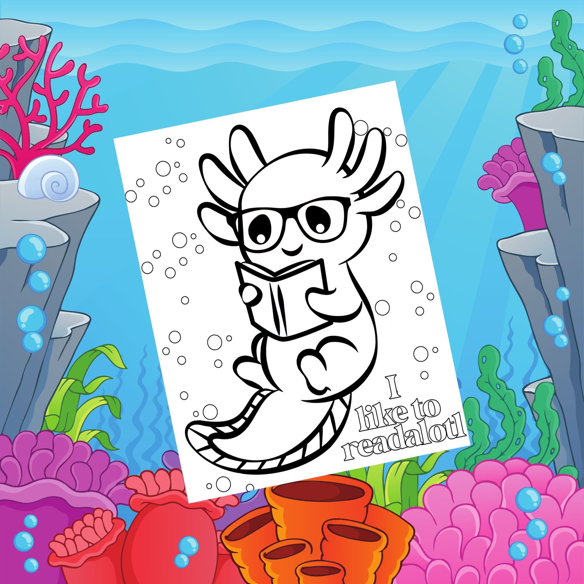 Axolotl Kids Coloring Pages Printable Coloring Pages Etsy