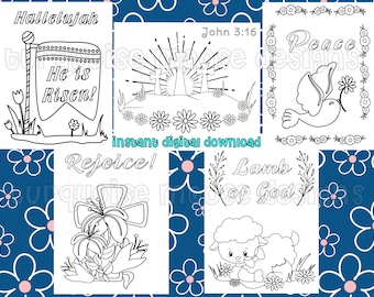 Christian Easter Coloring Pages-Printable Pages to Color - Digital Download