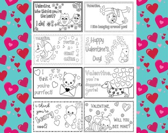 Coloring Printable Valentine's Day Cards, Classroom Valentine's Day ...