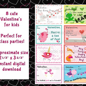 Kids Valentine Cards - Printable Valentine Cards - Cute Animal Valentines for Kids