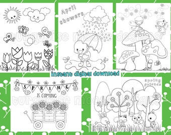 Spring Coloring Pages - Printable Pages to Color! Digital Download