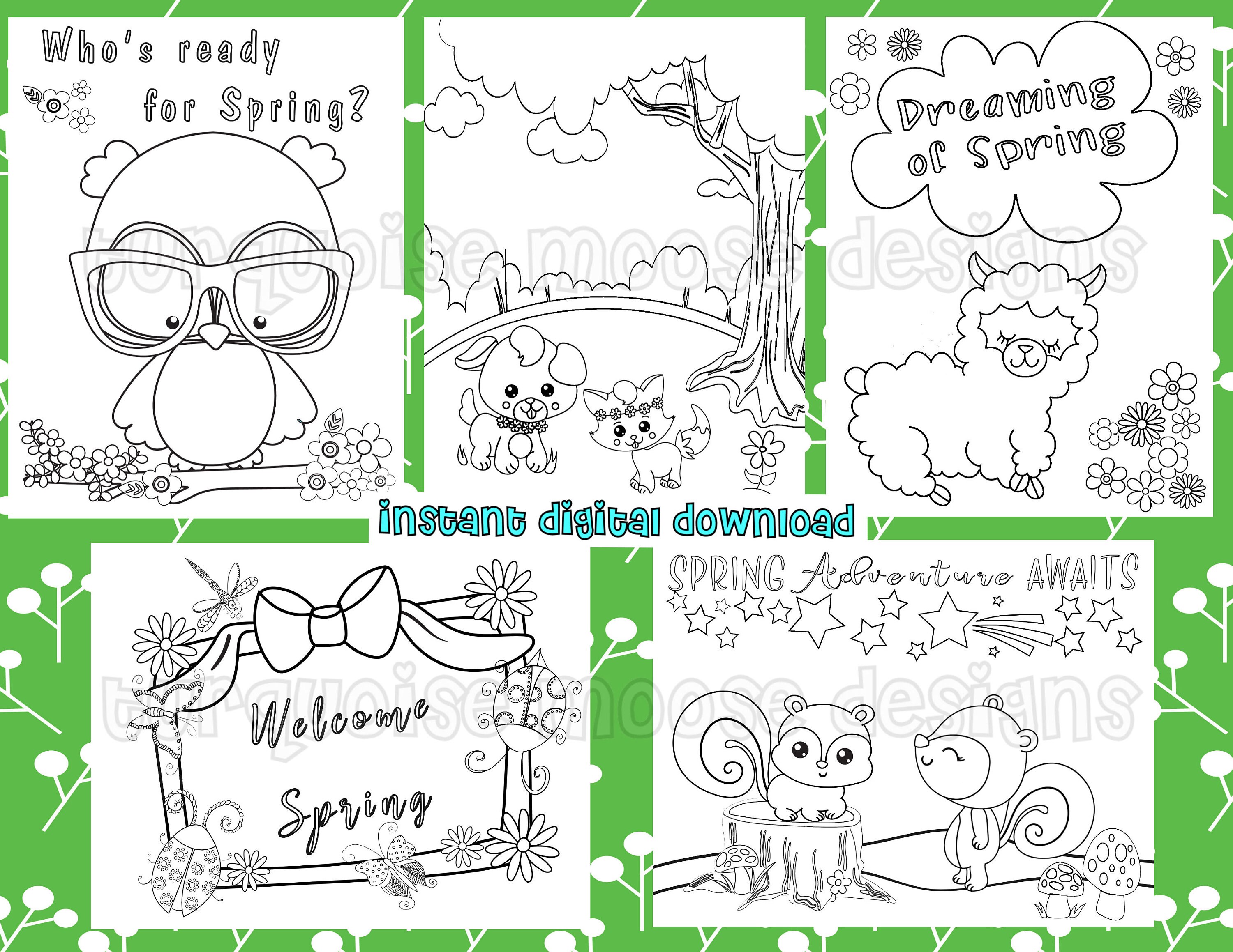 Easter and Spring Coloring Pages Printable Pages to Color | Etsy