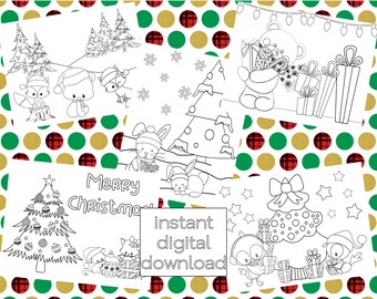 Christmas Critters Coloring Pages for Kids - Printable Coloring Pages