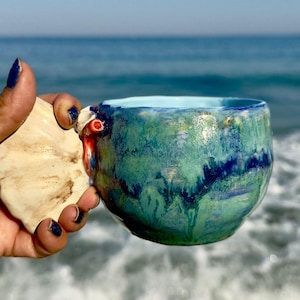 Handmade Atlantis Ceramic Mug: Ocean-Inspired Pottery Coffee Cup