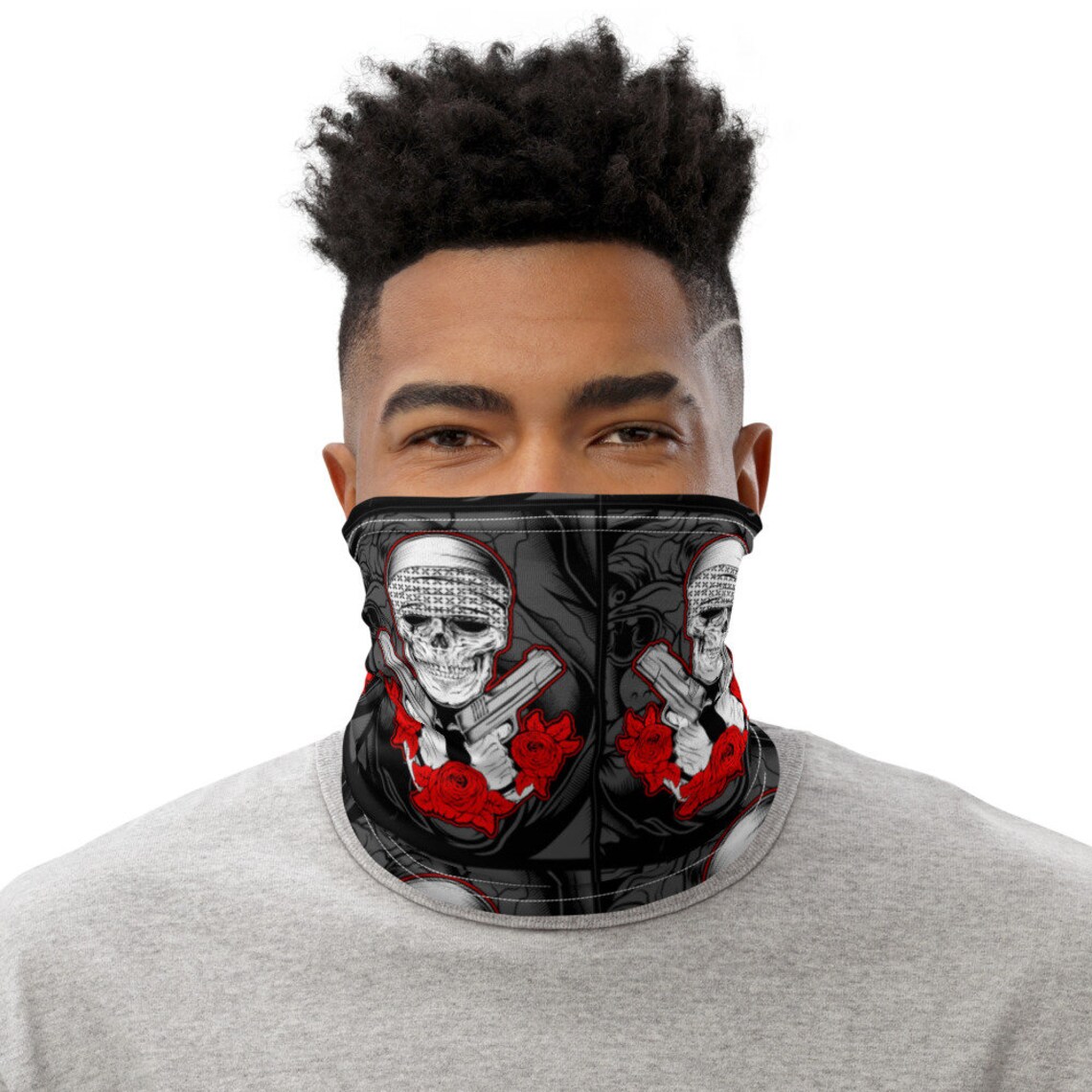 Cool Skull Design Neck Gaiter Skull Mafia Design Neck Gaiter Etsy
