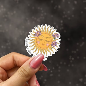 Think Happy Thoughts Sun Sticker, Retro Flower Sticker, Good Vibes Only Sticker, 70s Sticker, Peace Sticker | AUTOCOLLANT BRILLANT