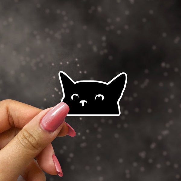 Peekaboo Black Cat Sticker, Peeking Cat Sticker, Cat Mom Sticker, Cat Lover Sticker, Cat Parent Sticker, Cute Cat Sticker | GLOSSY STICKER