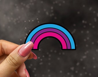 Bi Pride Sticker for Laptop, LGBTQ Rainbow Stickers for Water Bottle, Subtle Pride Merch, Bisexual Decal, Bi Flag Sticker for Notebook, Love