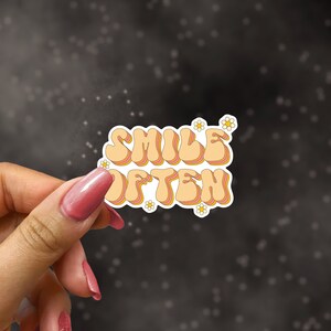 Smile Souvent Floral Sticker, Retro Flower Sticker, Good Vibes Only Sticker, 70s Sticker, Peace Sticker | AUTOCOLLANT BRILLANT