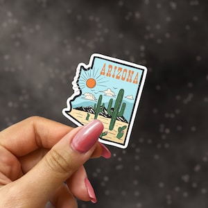 Autocollant autocollant Arizona, autocollant désert pour ordinateur portable, autocollants du sud-ouest pour bouteille d’eau, autocollant Tucson AZ, cadeaux Phoenix Arizona, Mesa