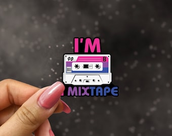 I&#39;M A MIXTAPE | Bi Mixtape Sticker, Bisexual Pride Sticker, Lgbt Sticker, Bi Pride Sticker, Funny Bi Sticker | Weather & Scratch Resistant