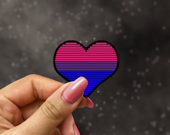 Bi Pride Sticker for Laptop, LGBTQ Heart Stickers for Water Bottle, Subtle Pride Merch, Bisexual Decal, Bi Flag Sticker for Notebook, Love