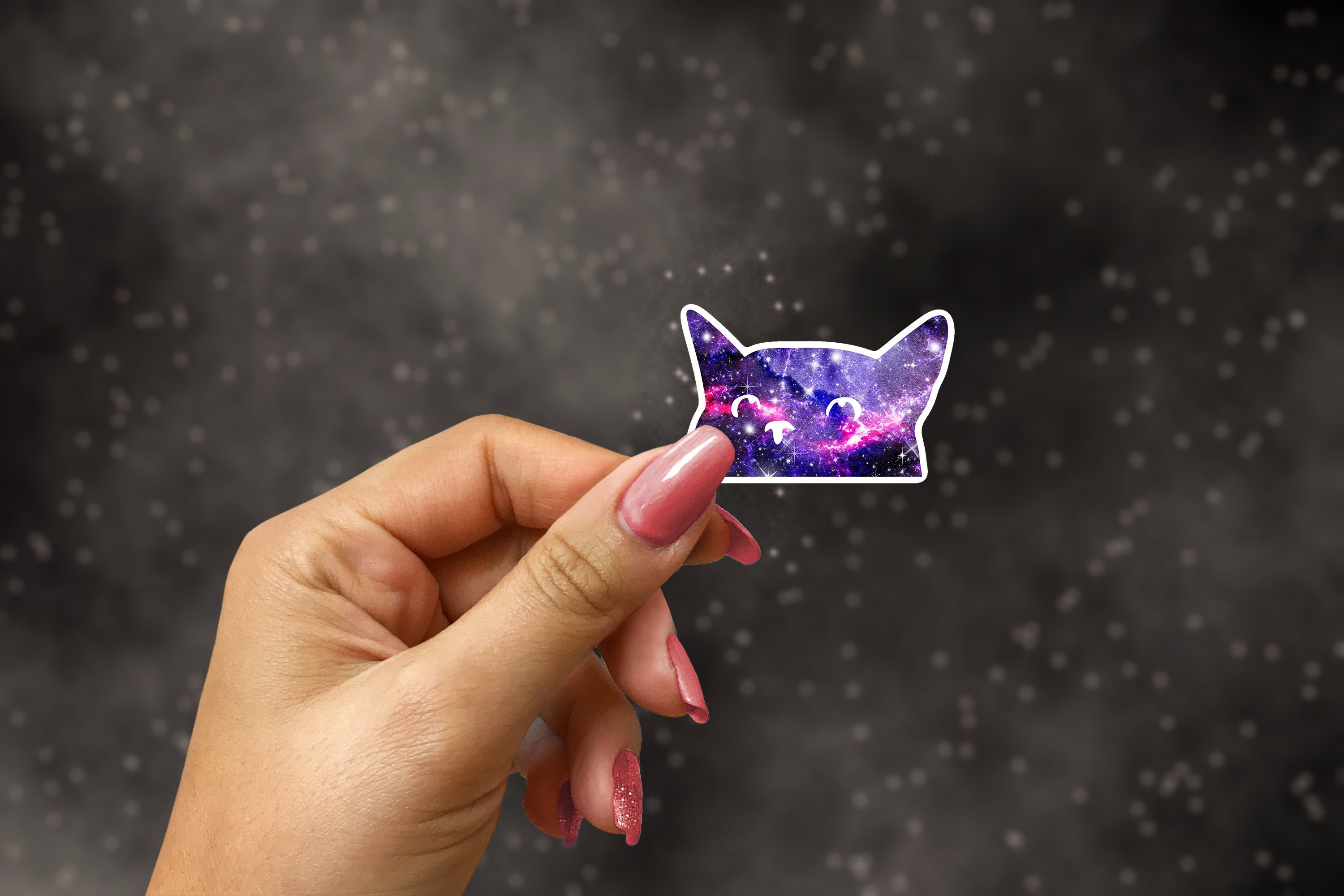 Peekaboo Galaxy Cat Sticker Peeking Cat Sticker Cat Mom - Etsy