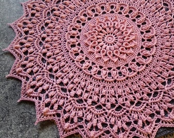 Pattern with photo tutorial for crochet doily Rozita. PDF crochet doily pattern. Step by step crochet tutorial. PDF digital download