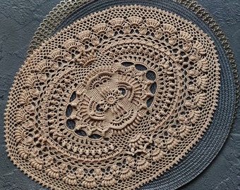 Pattern with photo tutorial for crochet doily Perla oval. PDF crochet doily pattern. Step by step crochet tutorial. PDF digital download