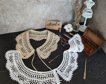 Crochet collar pattern PDF Amelie Lace Collar. Thread Collar. Womens Detachable Lace Collar. PDF Crochet Pattern digital download