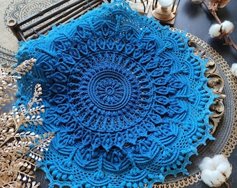 Pattern with photo tutorial for crochet doily Amanda. PDF crochet doily pattern. Step by step crochet tutorial. PDF digital download