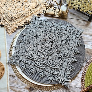 Pattern with photo tutorial for crochet doily Andrea. PDF crochet doily pattern. Step by step crochet tutorial. PDF digital download