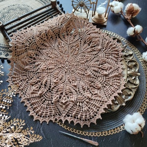 Pattern with photo tutorial for crochet doily Veronica. PDF crochet doily pattern. Step by step crochet tutorial. PDF digital download