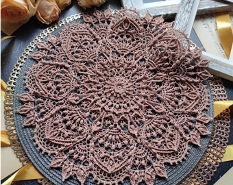 Pattern with photo tutorial for crochet doily Beatrice. PDF crochet doily pattern. Step by step crochet tutorial. PDF digital download