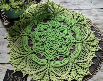 Pattern with photo tutorial for crochet doily Victoria. PDF crochet doily pattern. Step by step crochet tutorial. PDF digital download