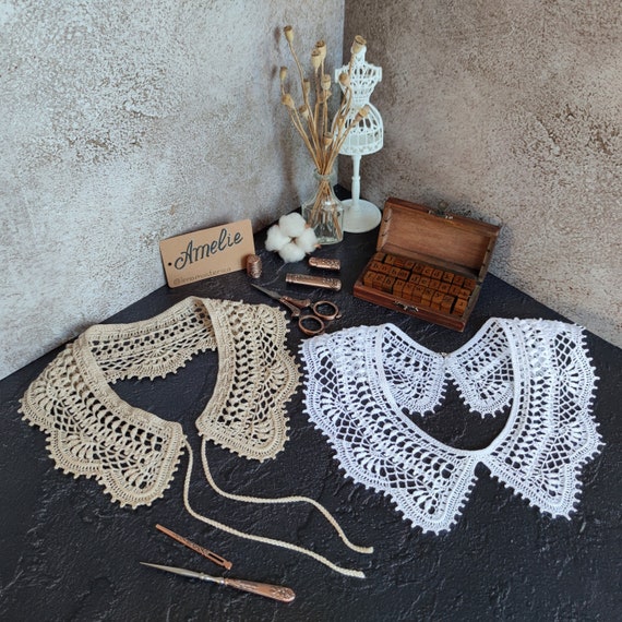 Crochet Collar Pattern PDF Amelie Lace Collar. Thread Collar
