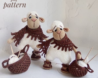 Crochet pattern Sheep Needlewoman. Amigurumi Sheep pattern. PDF crochet pattern. Amigurumi tutorial PDF file. PDF digital download