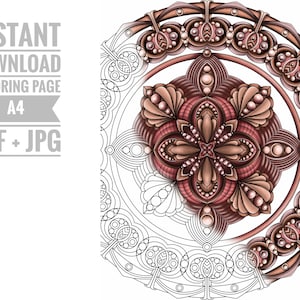 Coloring Page #22. Printable Digital Adult coloring page. Instant Download Printable File PDF, JPG. Mandala coloring page