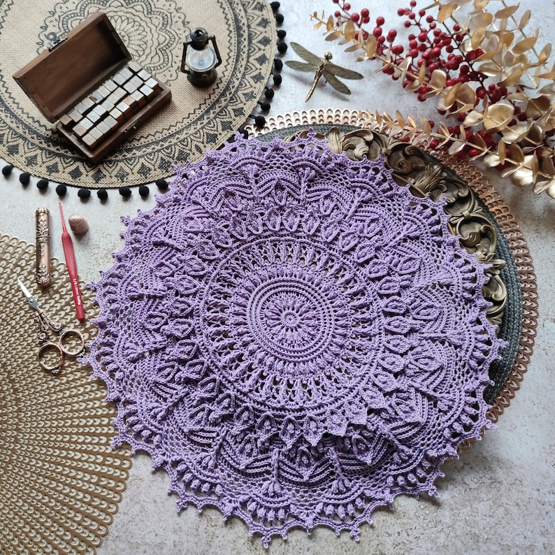 Pattern with photo tutorial for crochet doily Amanda. PDF crochet doily pattern. Step by step crochet tutorial. PDF digital download image 8