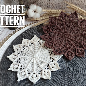 Crochet coaster #1. PATTERN PDF. Handmade coaster, cute handmade gift. Home decor, kitchen decor. Crochet pattern PDF digital download