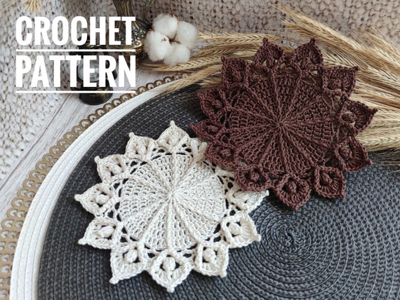 Crochet coaster #1. PATTERN PDF. Handmade coaster, cute handmade gift. Home decor, kitchen decor. Crochet pattern PDF digital download