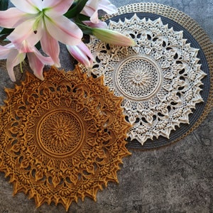 Pattern with photo tutorial for crochet doily Lily round. PDF crochet doily pattern. Step by step crochet tutorial. PDF digital download image 4