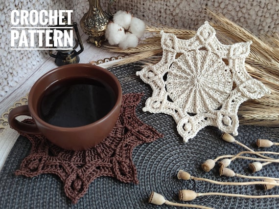 Crochet coaster #2. PATTERN PDF. Handmade coaster, cute handmade gift. Home decor, kitchen decor. Crochet pattern PDF digital download