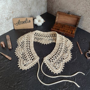 Häkelanleitung für Kragen PDF Amelie Lace Collar. Fädelhalsband. Abnehmbarer Spitzenkragen für Damen. PDF Häkelanleitung digitaler Download Bild 2