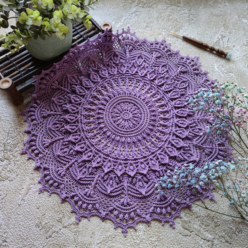 Pattern with photo tutorial for crochet doily Amanda. PDF crochet doily pattern. Step by step crochet tutorial. PDF digital download image 10