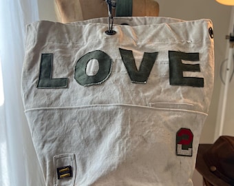US military repurposed tote bag/US army bag/military weekend tote bag/canvas bag/vintage bags/shoulder bag/large tote bag/army bag