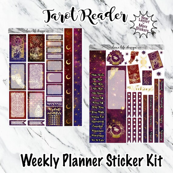 Fortune Teller  Rose Gold Foil Full Weekly Sticker Kit  for Standard Vertical Planner Stickers
