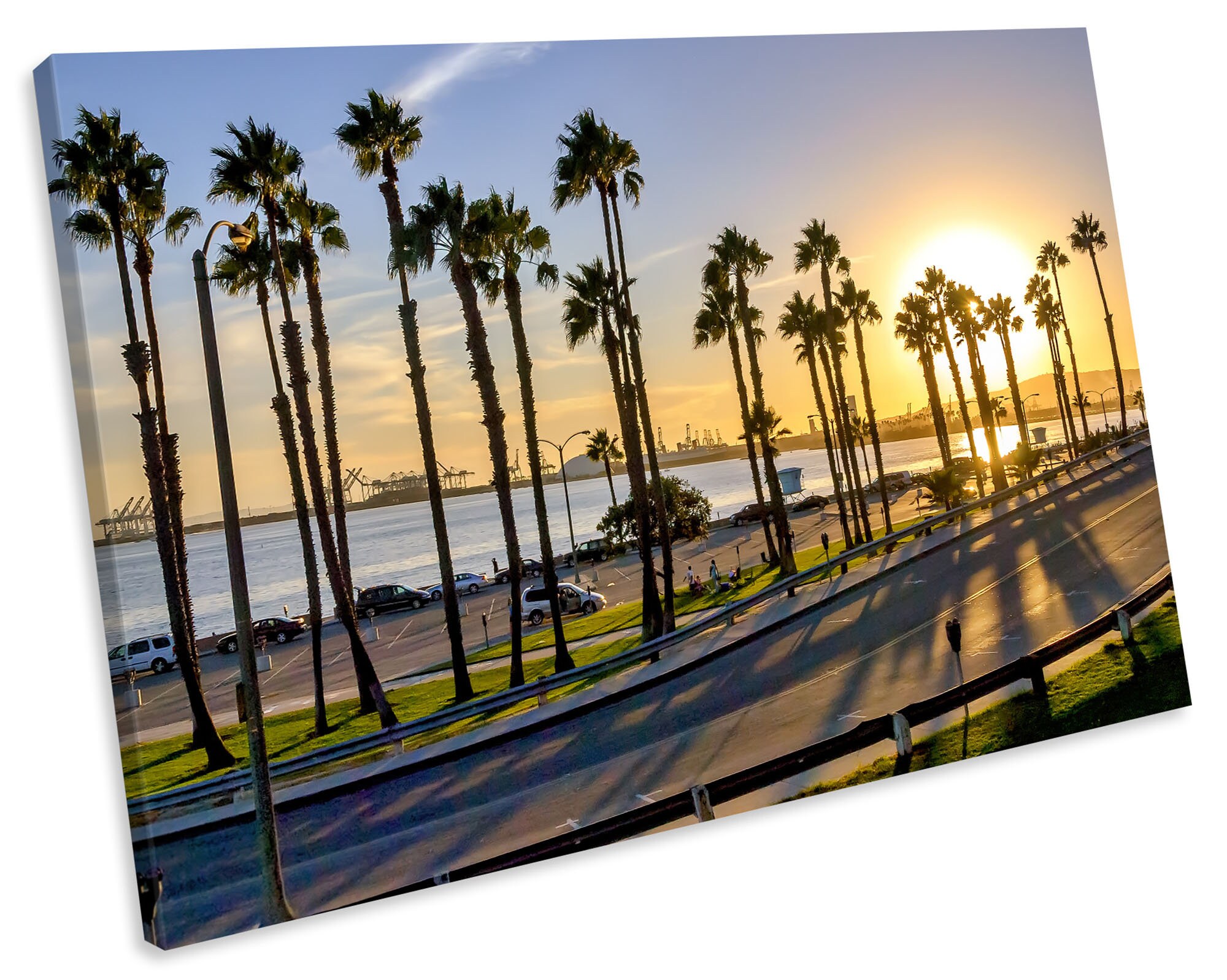 Sunset California Long Beach CANVAS ART PRINT Boxed Framed Etsy