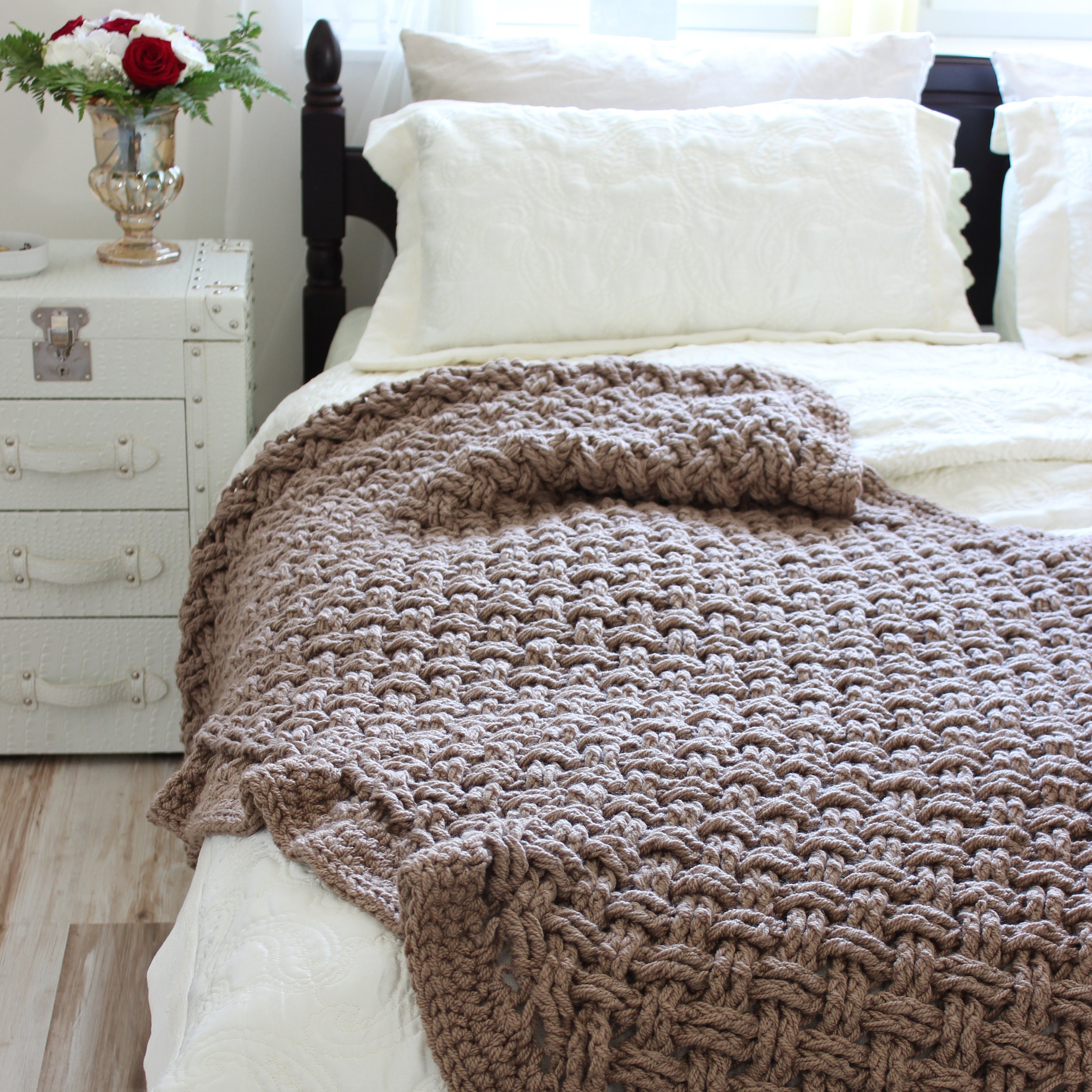 XL Chunky blanket day blanket bed overlay bed runners knit Etsy