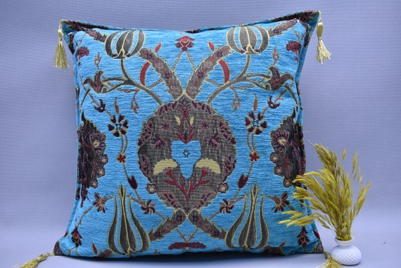 Unique Color Decorative Pillow Cover Boho Decor Pillow Cover Turkish Chenille Pillow Cover 17 X 17 Inch Tulip Design Boho Throw Pillow KL A1 Etsy